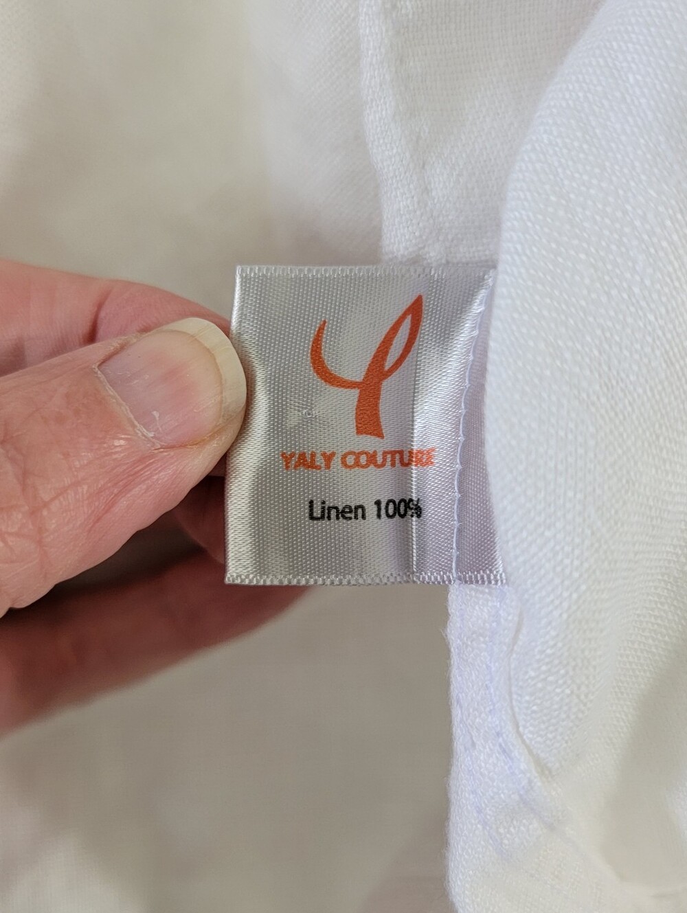 Yaly Couture Men's 100% Linen Collarless Button Down Shirt XL See Measurements - Picture 5 of 8
